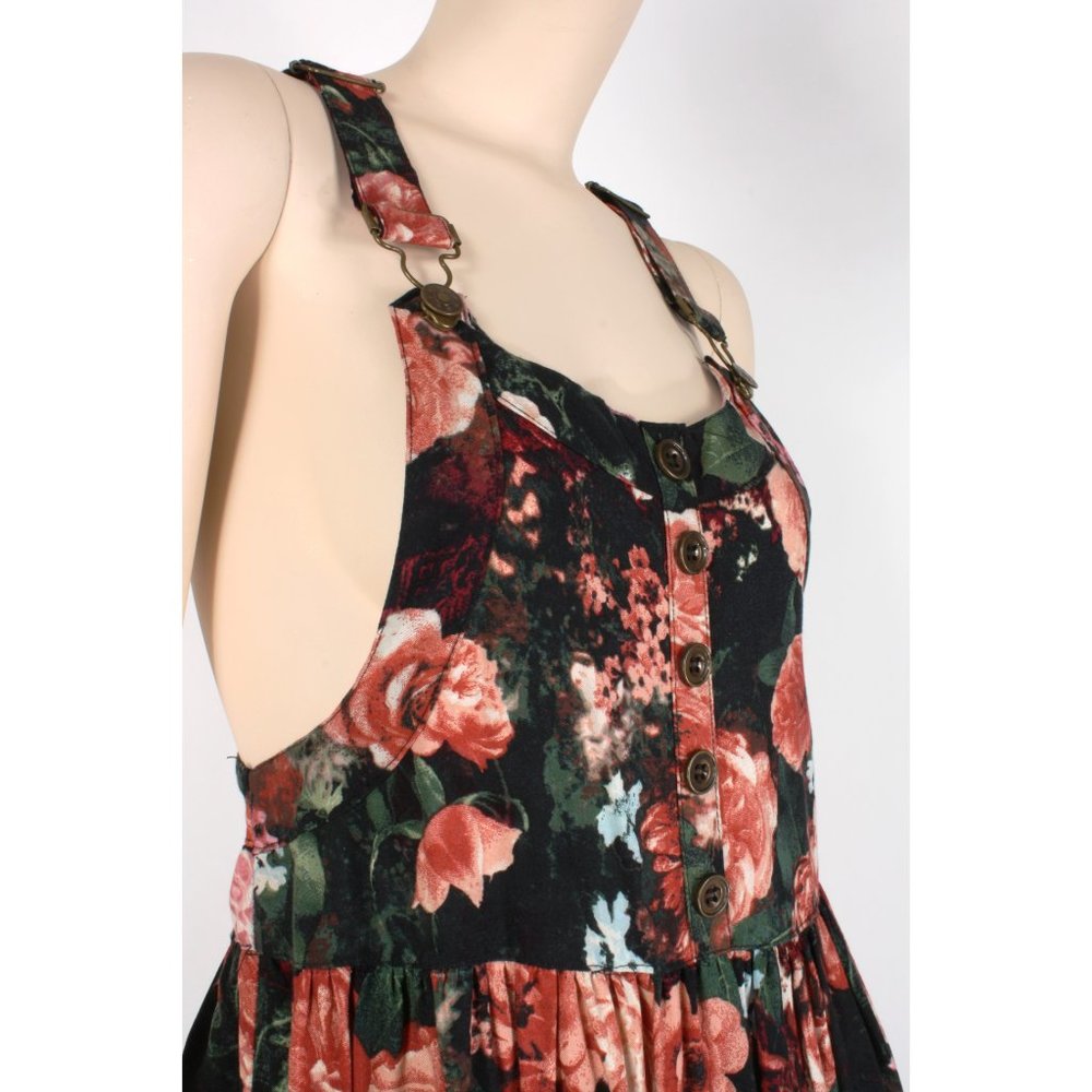 S Vintage Y2k Floral Pinafore Suspender Mini Dress Deadstock - Picture 6 of 7